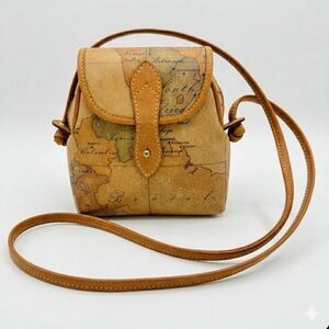 Alviero Martini 1A Classe Geo Classic Map Mini Crossbody Bag Vintage